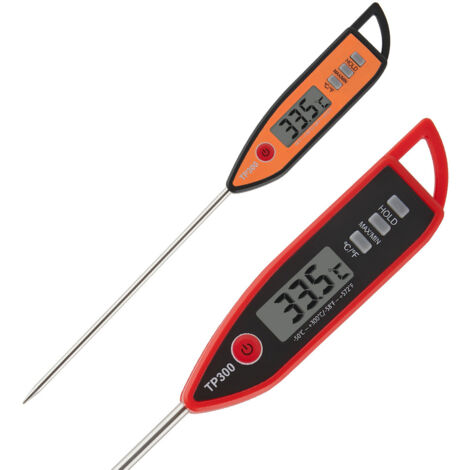 Lntyq Digitales Wasserthermometer für Flüssigkeiten, Kerze, sofortiges Ablesen mit wasserdicht für Lebensmittel, Fleisch, Milch, lange Sonde (2 Stück)