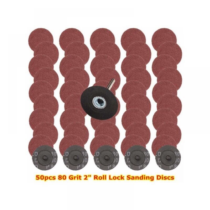 Lntyq - Disque abrasif de ponceuse, Disques de Ponçage 50 Pièces, Disques Abrasifs de 50mm, Papier de Verre, Grain 80 pour Polissage, Dérouillage