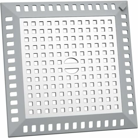 Lntyq Dusch-Haarfänger, 12,2 x 12,2 cm, quadratischer Küchenspülenfilter, silberfarbener Edelstahl-Anti-Verstopfungs-Spülbeckenrost für Badezimmerdusche, für Badezimmer und Küche