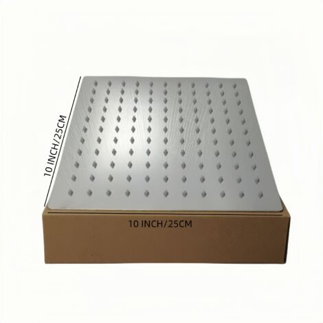 Lntyq Duschkopf aus Edelstahl – Wassersparende Dusche, 25 cm quadratischer Duschkopf, universeller Regenduschkopf, 1/2 Zoll Gewinde