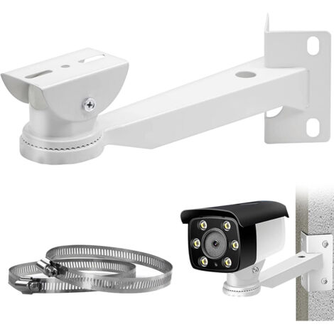 Lntyq Eckkamerahalterung für die Außenüberwachung, solide Metallhalterung mit 2 vertikalen Schnallen, Masthalterung für Überwachungskameras, für CCTV-Kameras, Solarmodule