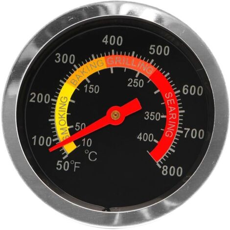 Lntyq Edelstahl-BBQ-Grill-Thermometer, Räucherthermometer, Temperaturanzeige 10–400 °C, Edelstahl