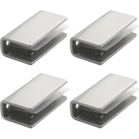Lntyq Edelstahl-Glasklemme, 4 Stück Glasregalhalterung, Glasgeländerklemme, 8–12 mm Spiegelhalterung, Wandspiegelbefestigung, für Balustraden-Treppenhandlauffenster