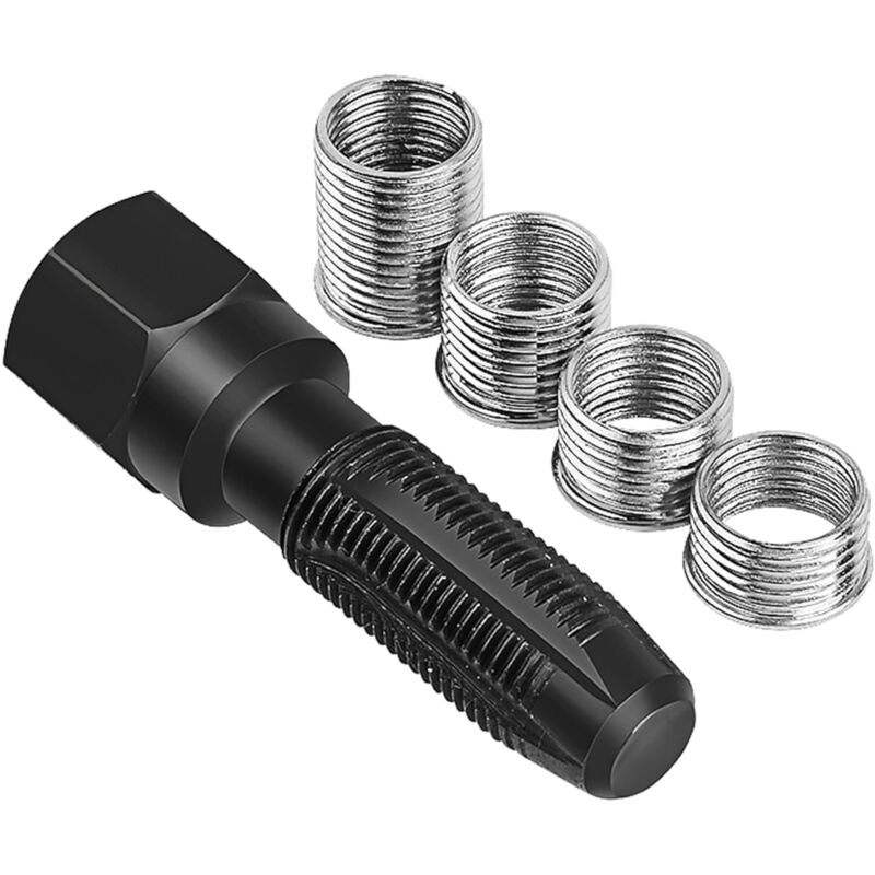 Lntyq - Ensemble de 5 Outils de réparation de Filetage de Bougies d'allumage M14 x 1,25, Rethreading Bougie, Kit de refiletage de Culasse 4 Inserts