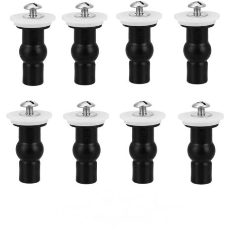 Lntyq Ensemble de 8 Fixations en Caoutchouc Noir pour Abattant WC avec Charnières - Pièces de Rechange pour Couvercle et Siège de Toilette - Vis de Fixation et Boulons à Expansion Inclus