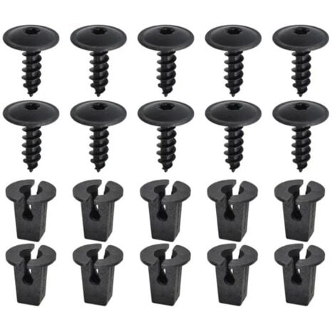 Lntyq Ensemble de clips de fixation pour voiture, 20 Pièces Vis Tôle Pour Garde, Vis Ailes Sous Le Capot Du Moteur, Agrafes Carrosserie pour Pare-Chocs Porte de Voiture Fender Push Kit de Remplacement