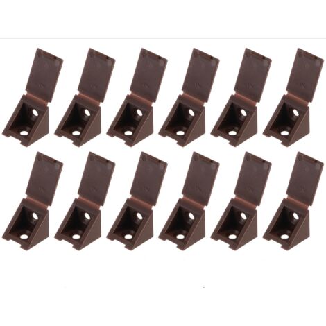 Lntyq Équerres de raccordement en plastique marron - 12 pièces - Connecteurs d'armoire - Connecteurs d'angle avec capuchon séparé - Connecteur pour meubles et autres connexions d'angle