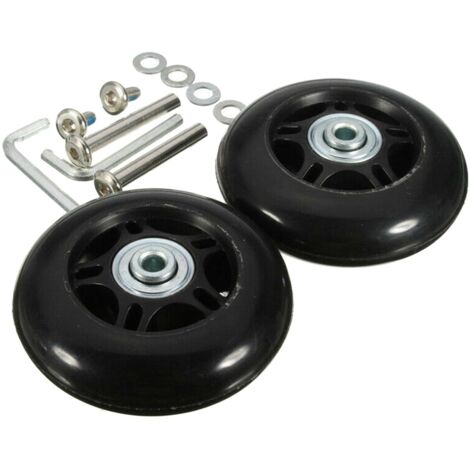 Lntyq Ersatzrollen für Gepäck – 60 mm x 24 mm – 2er-Pack – Universal-Gummirollen – Universal-Lenkrollen – Ersatzrollen für Gepäck – Schwarz