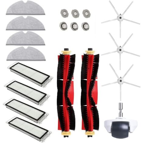 Lntyq Ersatzset für den Staubsauger Xiaomi Roborock S5Max/S6 Pure/E5, inkl. 2 Rollbürsten, 3 Seitenbürsten, 4 Hepa-Filter, 4 Tücher, 6 Wasserfilter, 1 Rad.