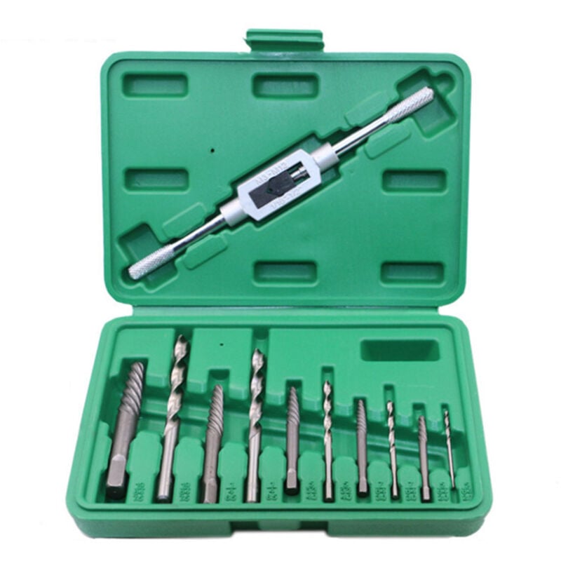 Image of Lntyq Estrattore di viti rotte 11 pezzi Punte da trapano per viti rotte e set di estrattori Bulloni Elementi di fissaggio rimossi Strumento di