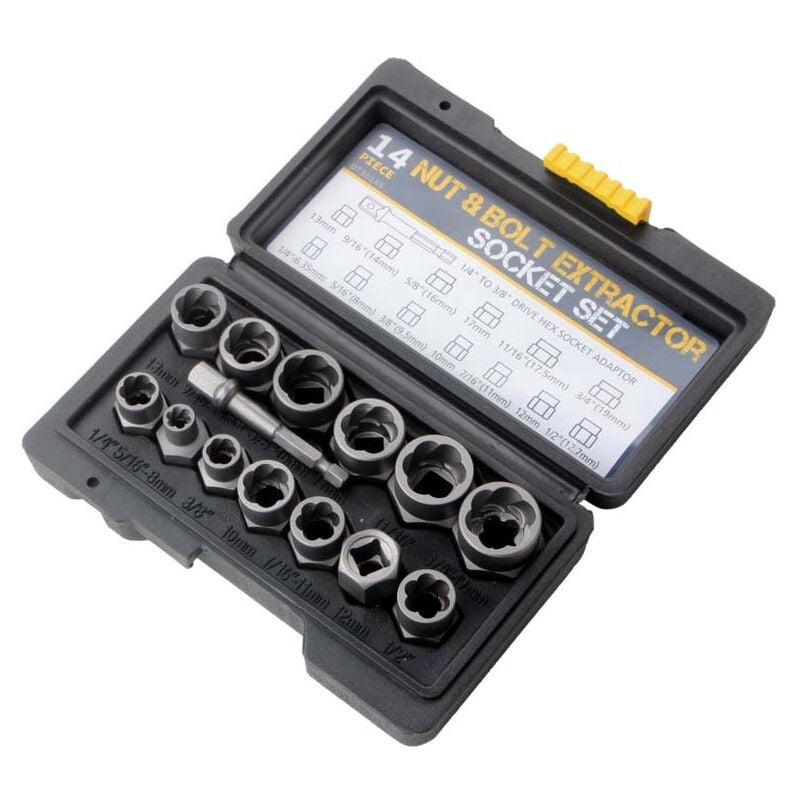 Extracteur De Vis,14 Kit Extracteur Ecrou Antivol, Percuteur et Extracteur D'éCrou 6,35-19 Mm, Extracteur de Douille/éCrou, Extracteur D'éCrou