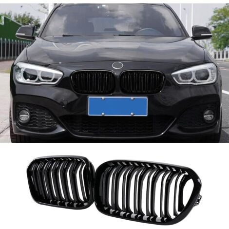 Lntyq F20 F21 Kühlergrill für BMW 1er F20 F21 Kühlergrill 2015 2016 2017 2018 Schwarz glänzende Doppellamellen (für 1er F20 2015-2018)