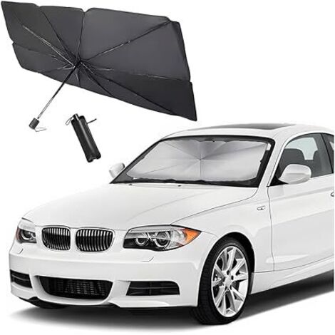 Lntyq Faltbarer Sonnenschutz-Regenschirm, faltbarer Sonnenschutz für die Windschutzscheibe im Auto, Sonnenschutz-Regenschirm aus reflektierendem Material (groß)