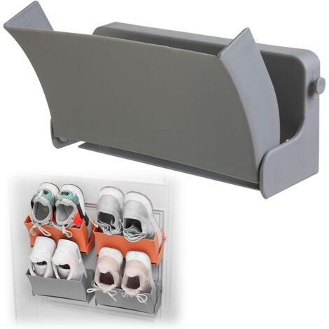Lntyq Faltbares Schuhregal zur Wandmontage – 22,5 x 10,5 x 13,5 cm, faltbares Schuhregal zur Wandmontage, kein Bohren, Kleiderbügel für Flur und Korridor, platzsparend, grau, 1 Stück
