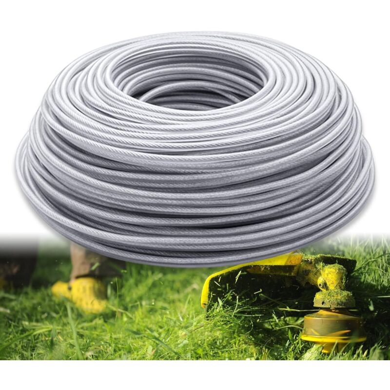 Lntyq - Fil Debroussailleuse 3mm Renforce, Fil Débroussailleuse Incassable en Acier, 45M Fil pour Debroussailleuse pour Jardin de Mauvaises Herbes