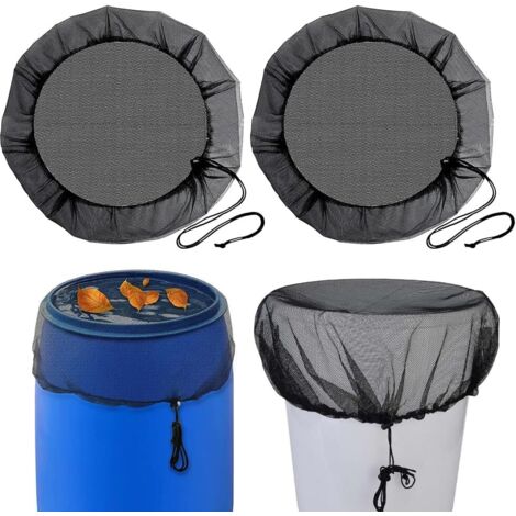 Lntyq Filet pour Citerne de Pluie, 2 Pièces Housse pour Tonneau 95cm Filet de Protection Housse pour Tonneau de Pluie avec Cordon de Serrage Protection Contre Les Moustiques et Les Feuilles