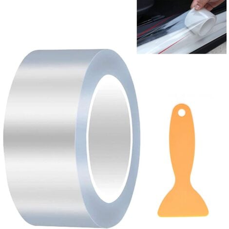 Lntyq Film Protection Voiture, Autocollant Transparent pour Voiture, Film de Protection de Peinture, Film Protecteur Transparent, Peinture Auto-Adhésif Film, avec Grattoir pour Voiture, Moto, 50mm x 1