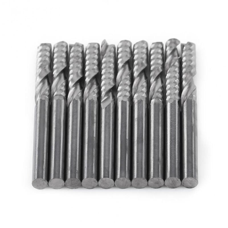 Lntyq - Fraise en bout 10 pièces 1/8 "tige fraises en bout à une cannelure outil de foret carbure de tungstène routeur cnc fraises pour bois