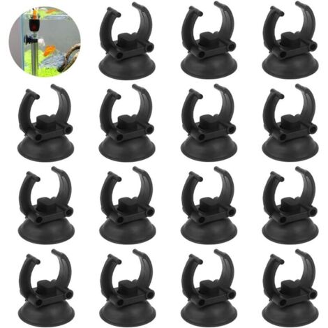 Lntyq Fulushou Lot de 24 ventouses pour aquarium Clips de support pour ventouse d'aquarium pour chauffage Ventouse d'aquarium Plastique noir pour tube d'eau