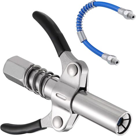 Lntyq G-Kupplung für Fettpresse, Fettpressenspitze mit Doppelgriff für Schmiernippel mit 30 cm Schlauch, Feststellzange für Fettpressen aller Art