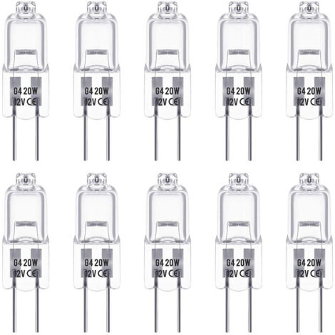 Lntyq G4-Halogenlampen, 20 W, 12 V, 2-poliger Sockel, Ersatz für Landschafts-Unterschrank-Puck-Licht, Schienenbeleuchtung, dimmbar (10er-Pack)