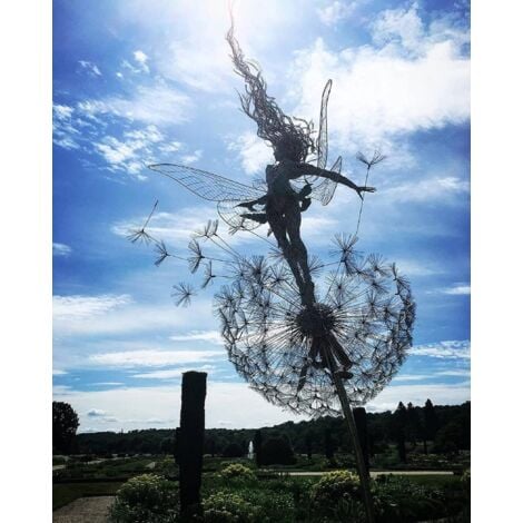 Lntyq Gartenkunst-Skulptur, Tanz-Hof-Dekorationen, Edelstahl, Garten, Gartenornamente, Garten-Löwenzahn für die Außendekoration