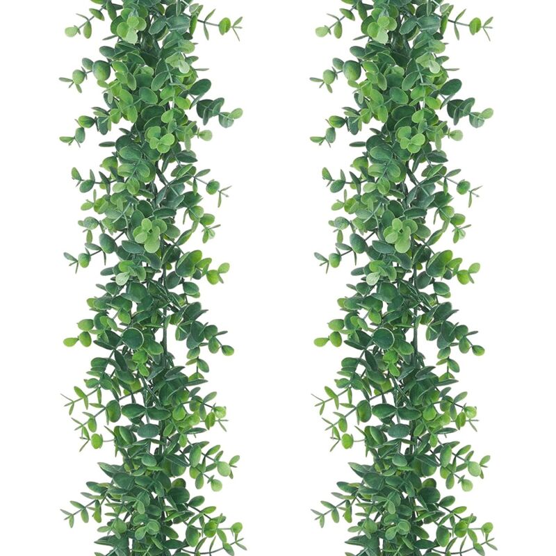 Lntyq Grün Gefälschte Eukalyptus-Girlande, Künstliche Reben, Hängende Eukalyptusblätter, E Girlande Für Hochzeitskulisse, Bogen, Wanddekoration,