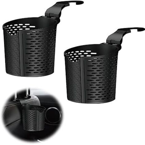 Lntyq Getränkehalter fürs Auto, Dosen-/Flaschenhalter, universeller Getränkehalter fürs Auto zum Aufhängen für Getränke, Thermoskanne, Kaffee, Flasche, Mini-Mülleimer, 8,5 cm Durchmesser (schwarz), 2 