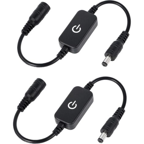 Lntyq Gleichstrom-Schaltkabel, 2 LED-Streifen, Touch-Ein/Aus-Schalter, 25 x 13 x 7 mm DC-Steckerkabel für monochrome LED-Streifen, Wandlampen und andere Gleichstromgeräte