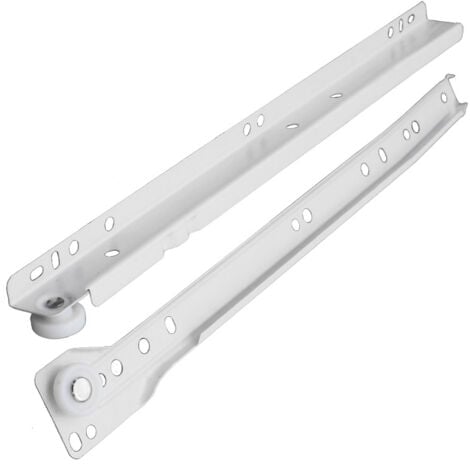 Lntyq Gleitschiene für Schubladen, Möbel, Schränke, Küchen, Stahlschiene und -führung – 300 mm Kugellagerkapazität 30 kg Teleskopauszug 1 Paar – Weiß
