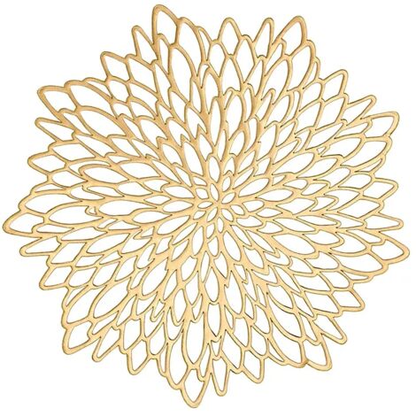Lntyq Goldenes, rundes Tischset, goldenes Vinyl-Tischset für Hochzeiten, Dinnerpartys, Restaurants, Hotels, 36 cm (6er-Set)