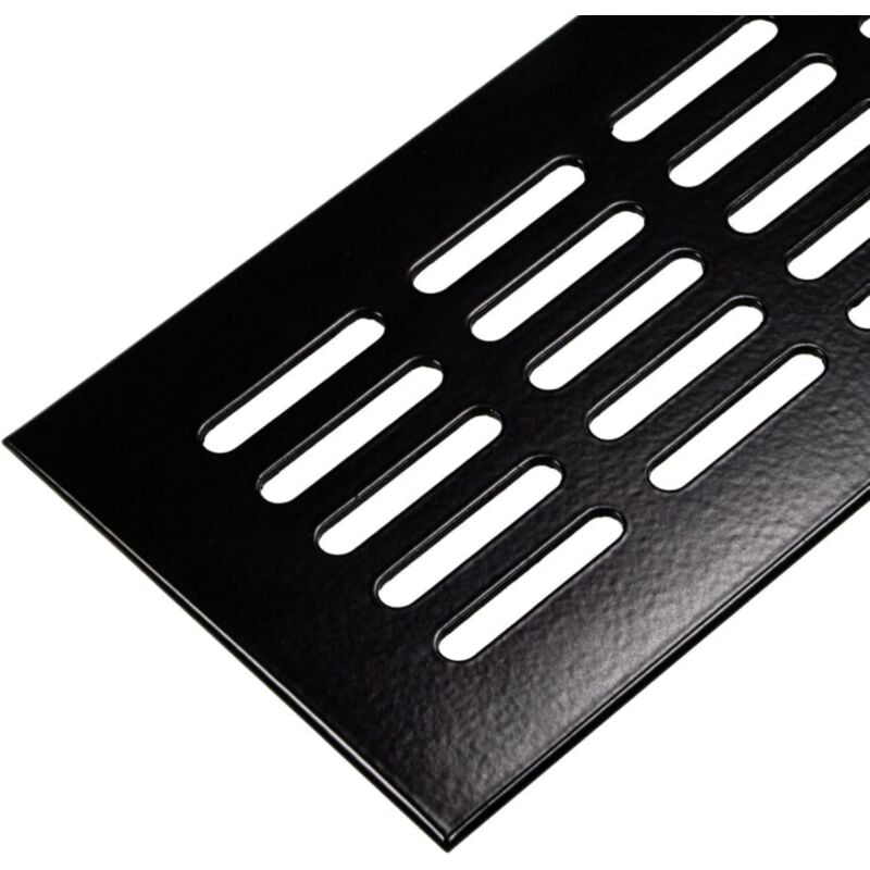 Lntyq Grille d'aération pour porte en aluminium noir - Grille d'aération carrée - 600 x 80 mm - Grille de ventilation en aluminium pour chauffage