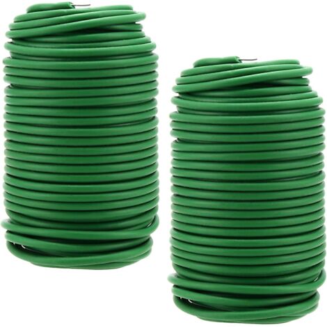 Lntyq Grüner Gartendraht, 2 Rollen 3,5 mm x 20 m, weicher grüner Gartendraht, Tomatenbindedraht, Pflanzendrahtstütze, Befestigung von Kletterpflanzenbindern, Gartenbedarf