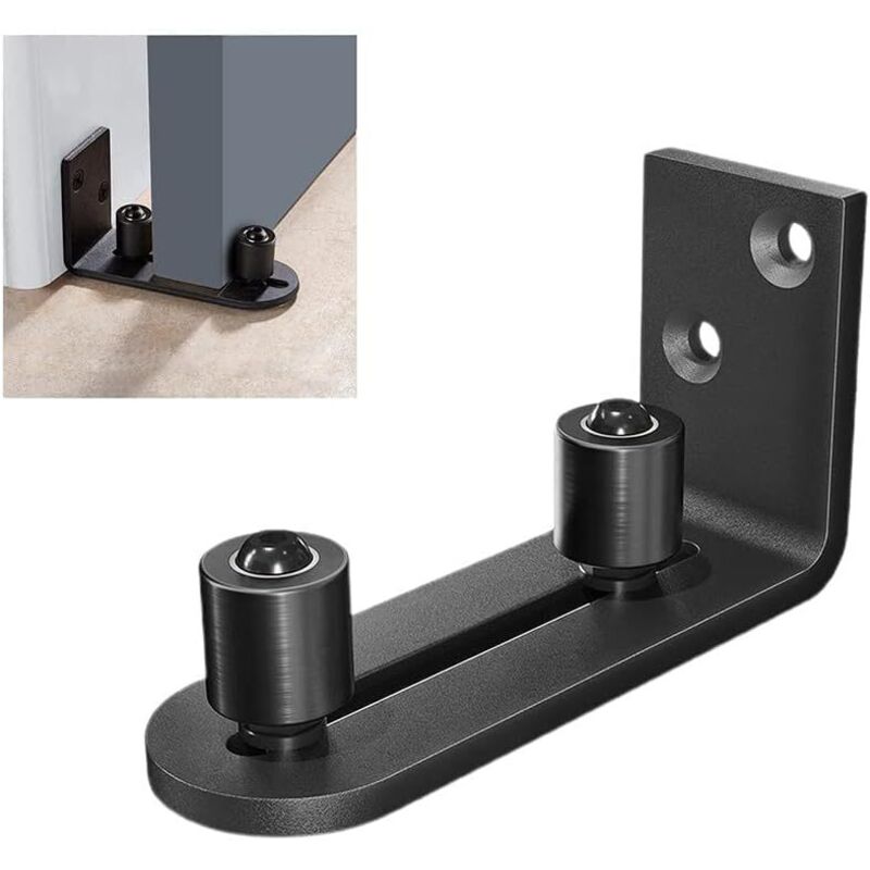 Lntyq Guía de piso para puerta corrediza, rodillos guía para puerta de granero, guía de piso que no daña el piso, negro, paquete de 1