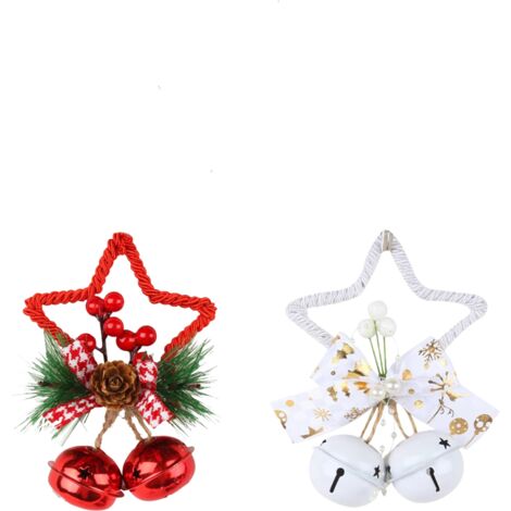 Lntyq Hängende Weihnachtsdekoration, 2er-Set: Hängende Sterne, Tannenzweige, Glocke, Tannenzapfen für Weihnachtsbaum, Kamin und Garten