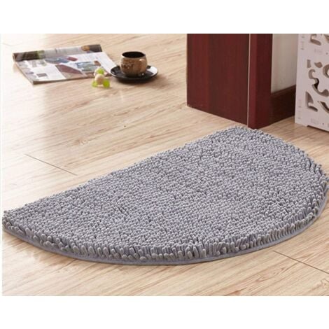 Lntyq Halbrunde Badematte, weiche, saugfähige Chenille-Badematte, flauschige, rutschfeste Badematte, halbmondförmige Badematte für die Badewanne, maschinenwaschbar, Rosa, 40 x 60 cm (grau)