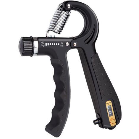 Lntyq Hand Grip, Grip Musculation avec Compteur, Résistance Réglable 5-60kg, pour Athlètes et Exercices de Récupération de la Main, Black