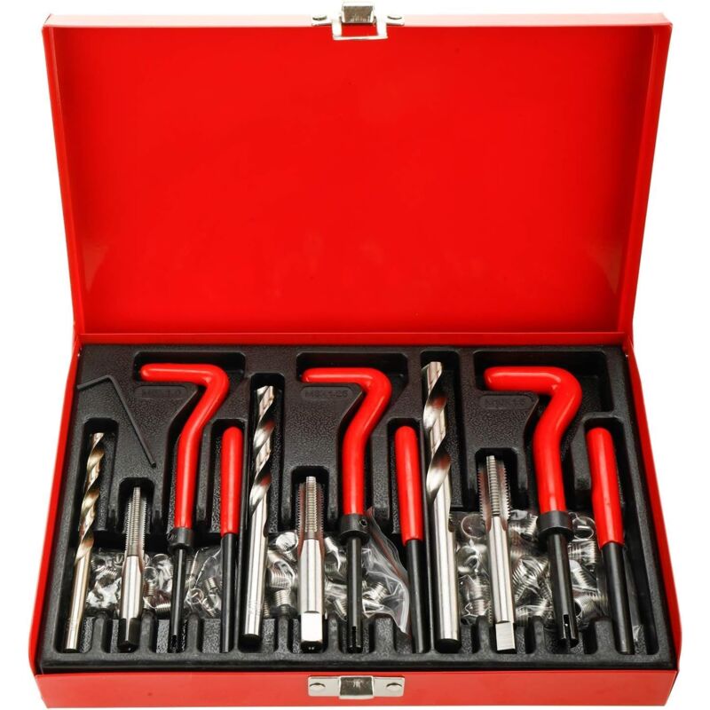 Lntyq Helicoil Kit de réparation de filetage 88 pièces pour moteur de voiture M6 / 8 / 10