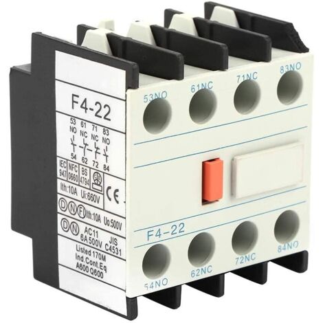 Lntyq Hilfskontakte Block Fit CJX2 AC-Schütz, 2 NO 2 NC LADN22 AC-Schütz Schakelaar F4-22 Modell