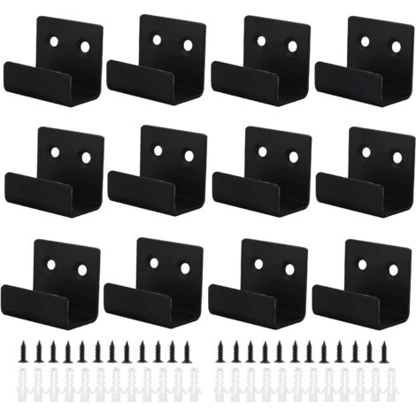 Lntyq Hochleistungs-Wandhaken, 12-teiliges Set, Spiegelwandhaken, Schraubhaken mit Schrauben für Badezimmer, Küche, Garage (Schwarz, 21 mm Innenbreite)