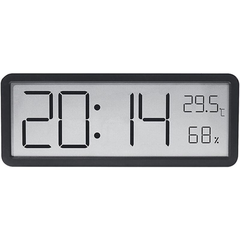 Lntyq - Horloge murale numérique avec écran lcd, affichage de l'heure, de la température, de l'humidité, horloge électronique pour la maison et le