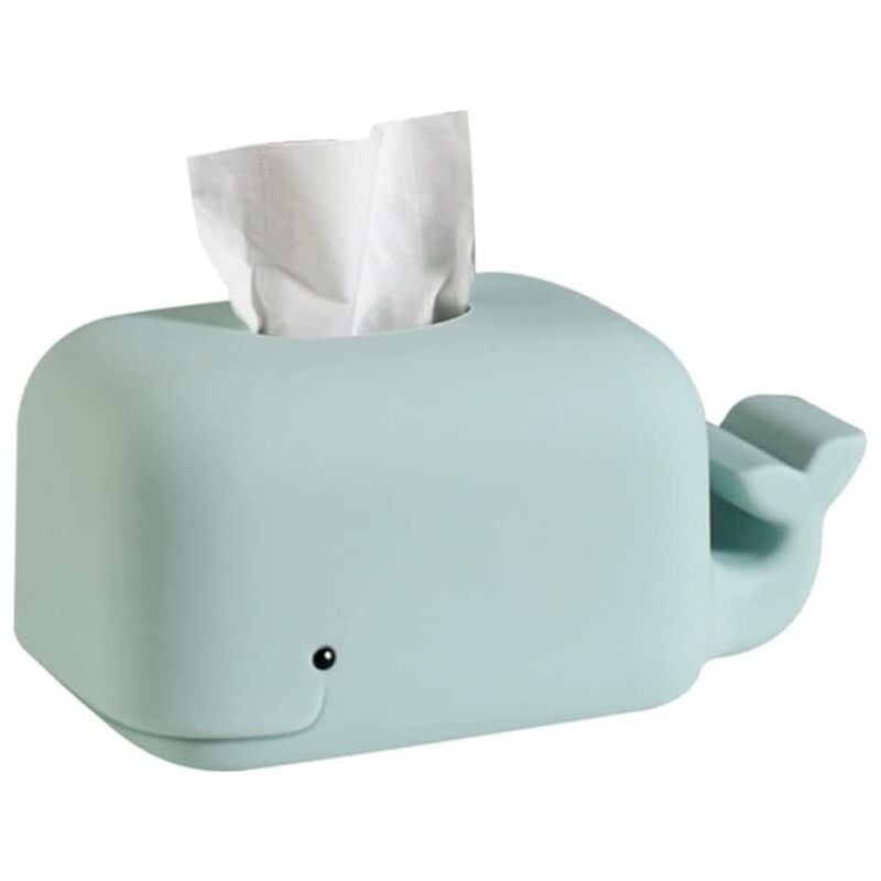 Lntyq - Housse de boîte à mouchoirs en silicone en forme de baleine mignonne avec support de téléphone portable, support de mouchoirs amusant en