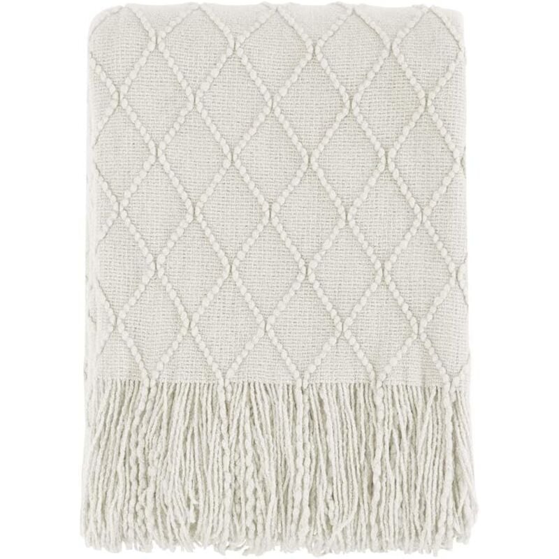 Housse de canapé texturée solide et douce, couverture décorative tricotée, beige 127x172cm - Lntyq