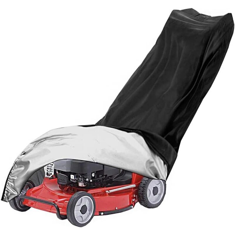 Housse imperméable pour tondeuse à gazon avec cordon de serrage Coupe-vent, anti-poussière, anti-UV, 210D Oxford Fabric Walk Behind Lawnmower Cover