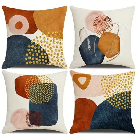 Lntyq Housses de Coussin 45 x 45cm Lot de 4 décor Moderne esthétique coloré Abstrait géométrique Minimaliste taies d'oreiller pour canapé décorations pour la Maison (45x45cm)