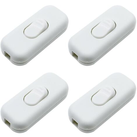Lntyq Interrupteur torpille 4 pièces, interrupteur bipolaire, interrupteur à bascule pour lampe, 2 ou 3 fils pour lampe de table, lampe de chevet (blanc)