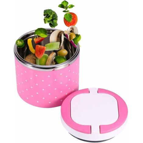 Lntyq Isolierte Lunchbox, 600 ml, Rosa, 1-lagige Thermos-Isolierbox, Edelstahl, isolierter Aufbewahrungsbehälter für warme Speisen