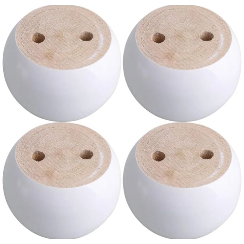 Lntyq - Jeu de 4 pieds de meuble ronds en eucalyptus blanc Pouvant supporter un poids d'environ 100 kg 8 x 8 x 5 cm