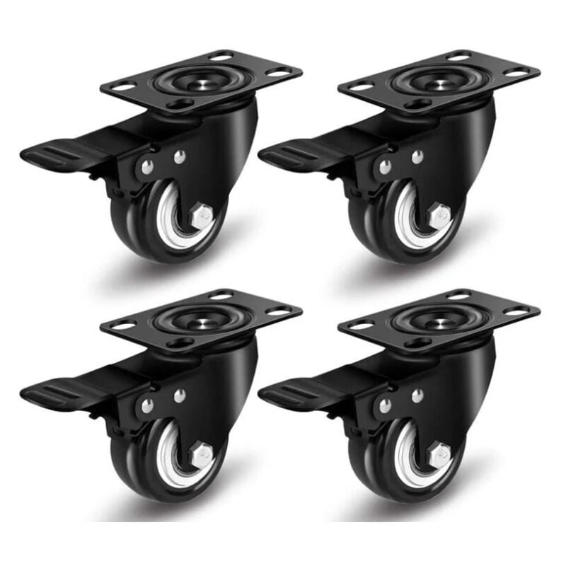 Lntyq - Jeu de 4 roulettes pivotantes, roues avec freins, roulettes fortes,64.36cm