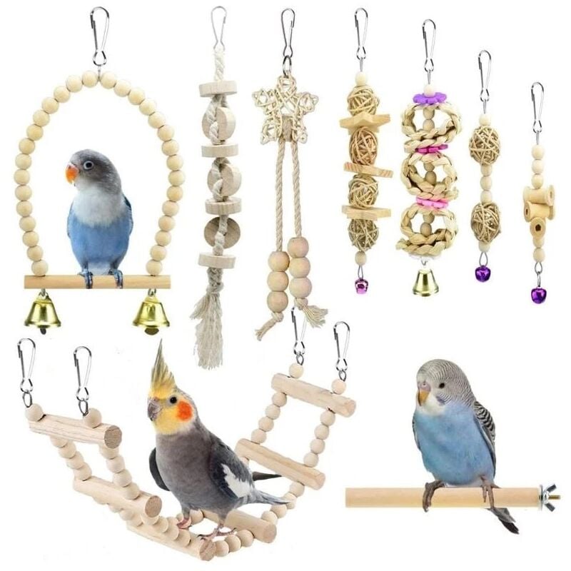 Jouets pour oiseaux Jouets pour perruches Accessoires pour cages à oiseaux Perroquet Balançoire à mâcher Perchoir suspendu Hamac Échelle d'escalade